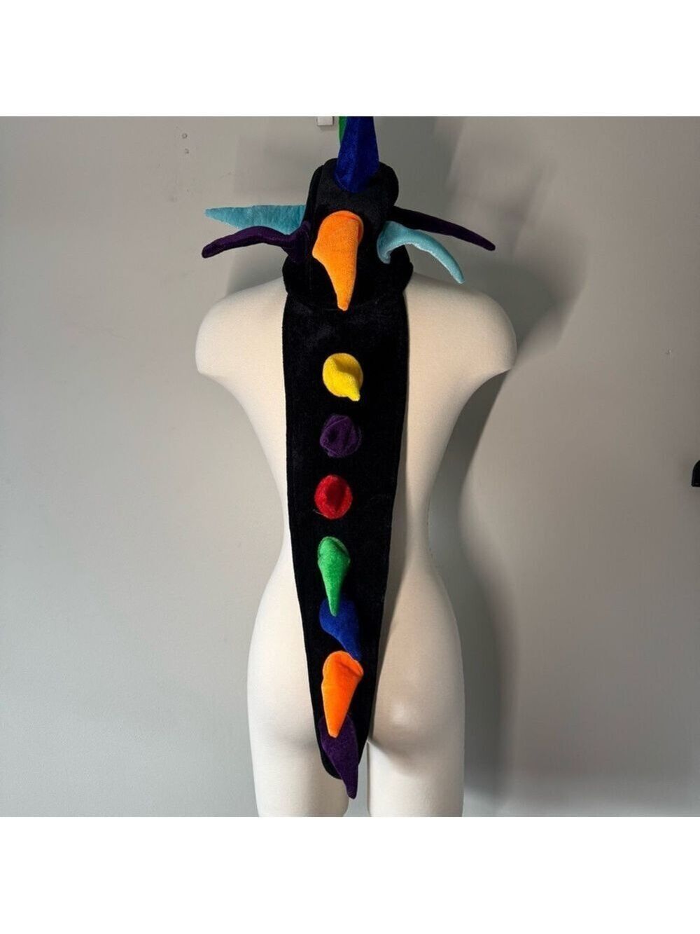 Colorful Dragon Spiked Multi Color Plush Tail Hat
